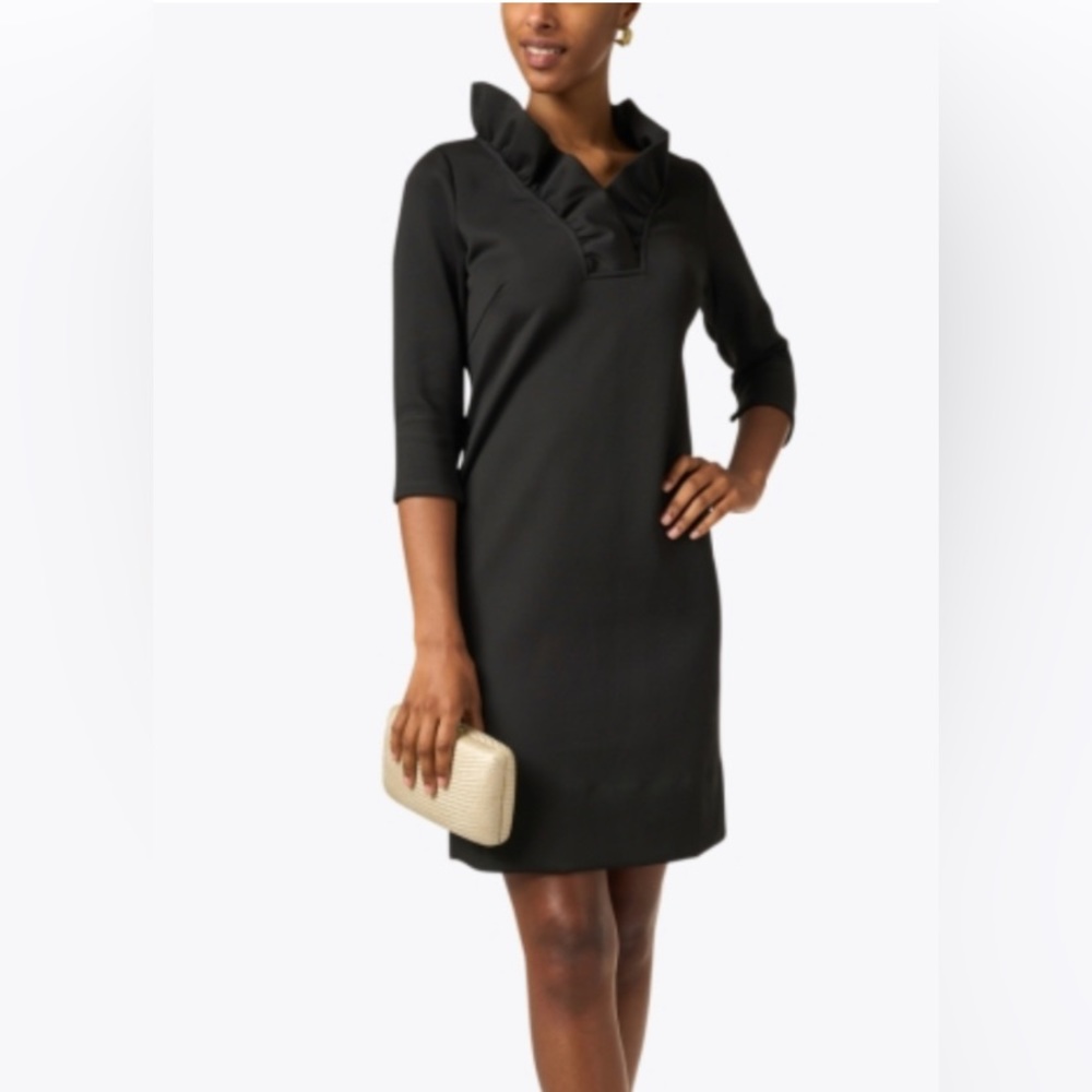 Gretchen Scott Black Ruffle Neck Dress XL NWT